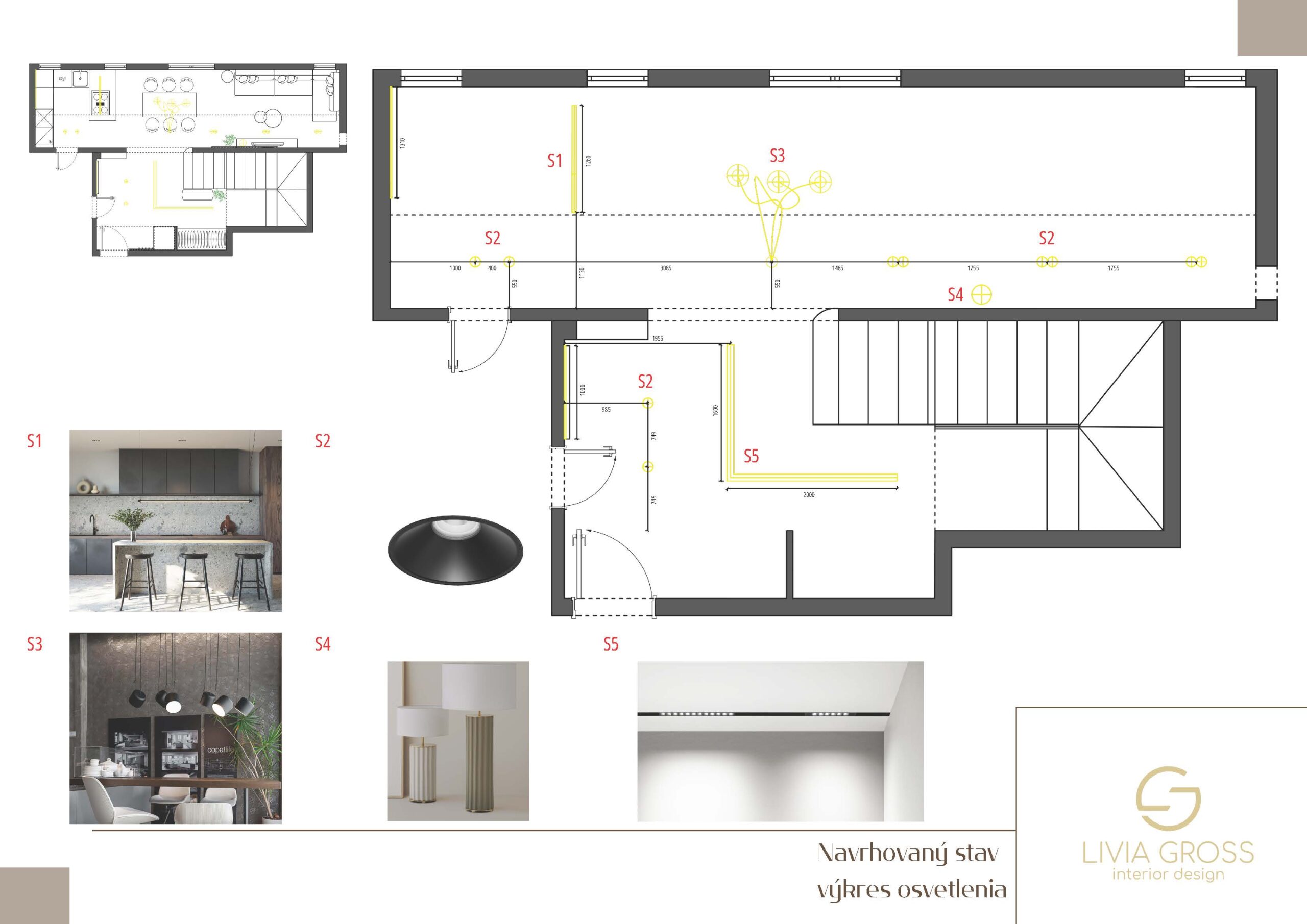 Interiérový návrh dispozície interiéru